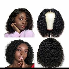 Short Bob 4x4 Lace Closure Wigs Brazilian Curly Wave Lace Front Wigs Human Hair Curly Bob Wigs 150% Density Pre Plucked With Bady Hair Hair Color:Natural Color Hair ,Middle Part Lace Color:Medium Brown Lace. 4”X 4” Lace Closure Swiss Lace Weight: About 120g-150g Per Piece Length: 10 Inch (Please Stretch To Measure The Hair Length) Cap Size: Average Size(22.5inch) Soft, Tangle Free, No Shedding To Minimal Shedding, No Smell, Can Be Dyed And Permed,Curled, Straightened /Style Hair Middle Part, Lace Closure Hairstyles, Bun Hair Piece, Hair Extension Clips, Curly Bob Wigs, Closure Wigs, Bob Lace Front Wigs, Lace Front Wigs Human Hair, Ombre Wigs