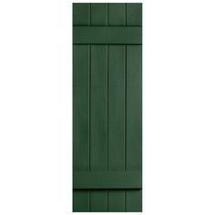 green shutters on the side of a white wall, with dark wood slats