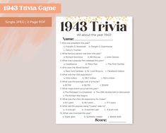 a trivia game with the title, 1932 trivia