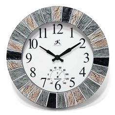 "Finish your home decor with a much needed Infinity Instruments Faux Slate Wall Clock. Finish your home decor with a much needed Infinity Instruments Faux Slate Wall Clock. Faux slate design Silent movement Analog movement For indoor / outdoor useDETAILS 13\"H x 13\"W x 2\"D Weight: 2 lbs. Polyresin Requires 1 AA battery (not included) Attached keyhole Wipe clean Imported Size: One Size. Color: Multicolor. Gender: unisex. Age Group: adult." Large Outdoor Clock, Wall Clock Hanging, Outdoor Wall Clocks, Slate Wall, Slate Stone, Clock Decor, Mantel Decorations, Faux Stone, Stone Mosaic