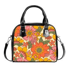 Retro Handbag, 70s Style Purse, 70s Style Handbag, Floral Handbag, Hippie Purse, Multicolor handbag, Vintage style handbag, 70s inspired bag A 70s style handbag design I created for those who loves the 70s retro era. The print is hand drawn by an artist I licensed the amazing work from!  Great with your retro outfit, wide leg jeans, anything goes. It features a single zippered top closure as well as a removable, adjustable fabric shoulder strap. A very unique piece and a statement piece for sure Vintage 1970 Handbags, Retro Travel Crossbody Box Bag, Retro Crossbody Box Bag For Travel, Retro Square Satchel With Detachable Strap, Retro Satchel Box Bag For Travel, Retro Top Handle Box Bag, Retro Satchel Shoulder Bag With Detachable Strap, Retro Satchel Box Bag For Daily Use, Vintage Crossbody Box Bag For Shopping