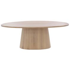 a round wooden table with no leaves on it, against a white background the top is made out of wood