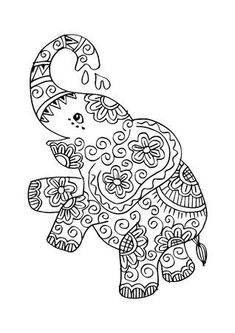 an elephant with patterns on it's body