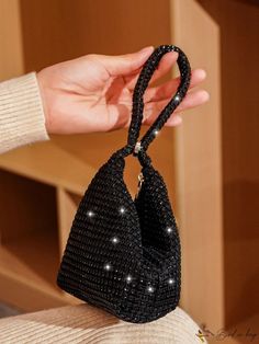 BirdinBag - Party-Ready Rhinestone Mini Bag: Glamorous Decor with Top Handle Beaded Top Handle Evening Bag, Rhinestone Handheld Evening Bag For Party, Handheld Rhinestone Evening Bag For Party, Party Pouch Shoulder Bag With Detachable Handle, Party Shoulder Bag With Detachable Handle, Rhinestone Pouch Evening Bag For Parties, Handheld Evening Bag For Party, Handheld Beaded Shoulder Bag For Party, Beaded Handheld Evening Bag For Party