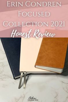 three notebooks with the text ern condren focused collection 2021 honest review