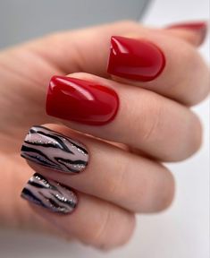 Zebra Print Nails, Zebra Nails, Leopard Nails, Animal Nails, Animal Print Nails, Red Nail, Classy Nails, Chic Nails