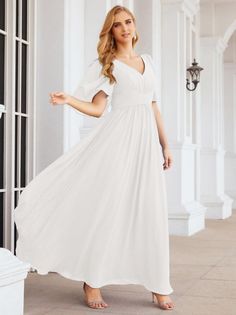 Numbersea Bridesmaid Dresses for Women Wedding Long Party Prom Dress 28068-numbersea Flowy Gown, Gown Drawing, Semi Formal Wedding, Gowns Prom, Wedding Formal, Chiffon Bridesmaid Dress, Evening Gowns Formal, Prom Party Dresses, Formal Wedding