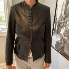 Theory Fitted Soft Black Leather Blazer Jacket In Excellent Condition! Black Leather Blazer, Leather Blazer Jacket, Leather Blazer, Leather Jackets, Soft Black, Blazer Jacket, Black Leather, Jackets & Coats, Jackets For Women