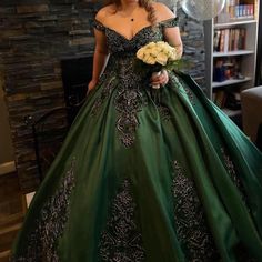 Emerald Green Gown With Gold Appliqu. It’s A Size L With A Lace Up Corset Back. Included Is Full A-Line Hoop Skirt. Paid $900. Asking For $600 Or Reasonable Offer. If Interested, I Have Gold Strap Heels To Match (Size 7) I’ll Include Them With Purchase At No Additional Cost. Gold Strap Heels, Lace Up Corset Back, Emerald Green Gown, Gold Applique, Lace Up Corset, Hoop Skirt, Green Gown, Quinceanera Dress, Corset Back