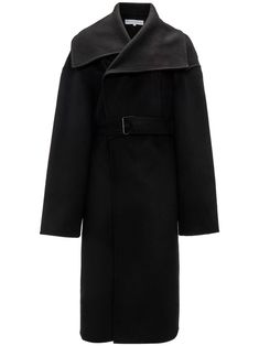 navy blue wool wrap design detachable and adjustable waist belt belt loops drop shoulder long sleeves American rear vent below-knee length straight hem Belted Wool Coat, Wool Wrap Coat, Wool Wrap, Belted Coat, Jw Anderson, Suit Accessories, Summer Beach Wear, Blue Wool, Light Jacket