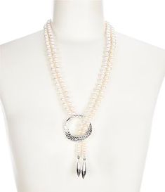 Simon Sebbag Freshwater Pearl Lariat Long Strand Necklace | Dillard's Luxury Silver Multi-strand Pearl Necklace, Luxury Silver Double Strand Pearl Necklace, Luxury Lariat Pearl Necklace With Pendant, Luxury Pearl Lariat Necklace, Elegant White Double Strand Long Necklace, Luxury Lariat Pearl Drop Necklace, Elegant Single Strand Pearl Long Necklace, Elegant Silver Single Strand Long Necklace, Elegant Lariat Jewelry With Sterling Silver Clasp