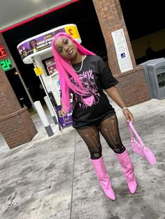 Cute Birthday Outfits Black Women Plus Size, Barbie Graphic Tee Outfit, Custom Bathing Suit Ideas, Real Bad Shirt Outfit, Pink And Leather Outfits, Birthday Outfit Ideas For Black Women Plus Size, Gemini Birthday Outfits, Baddie Day Party Outfit