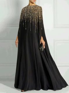 Top ventas en Pinterest Black Long Sleeve Dresses With Rhinestone Fringe, Black Long Sleeve Dress With Rhinestone Fringe, Printed Robe, Abayas Fashion, Abaya Fashion, Spring Dresses, Black Maxi Dress