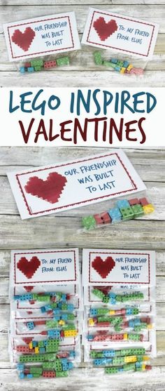 lego inspired valentine's day card with the words lego inspired valentines on it