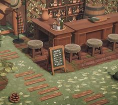 an artistic rendering of a bar with stools