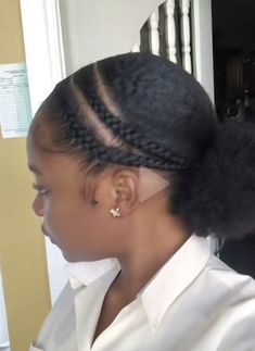 Afro Puff Hairstyles 4c Natural Hair, Cornrow Puff, Bun Natural Hair, Hair Puff, Beautiful Black Hair