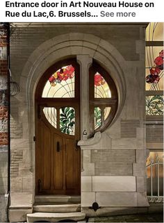 the entrance door to an art nouveau house on rue du lac, brussels see more