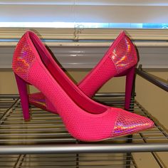 New, Never Worn. Only Tried On And Didn’t Like The Fit. Stunning Statement Shoes Pink Pointed Toe Synthetic Heels, Pink Synthetic Heels, Casual Pink Heels For Evening, Tassel Sandals, Statement Shoes, Silver High Heels, Shoes Outfit Fashion, Caged Heels, Statement Shoe