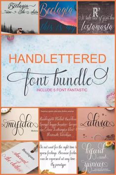 hand lettered font bundle includes 6 font families