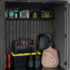 the storage room is organized and ready to be used as a toolbox for tools