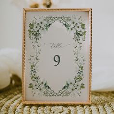 Sage Garden Table Number Card Reception Decor Editable Template Garden Table Numbers, Table Signs Wedding, Number Decor, Sage Garden, Table Number Card, Signing Table Wedding, Signs Wedding, Classic Fonts, Green Table