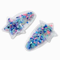 Claire's Club Star Shaker Snap Hair Clips - 2 Pack Crown Hair Clip, Sensitive Ears Earrings, Snap Hair Clips, Hair Bow Clips, Piercing Kit, Flower Crown Hairstyle, Hair Gift, Bags For Teens, Hair Accessories Gift