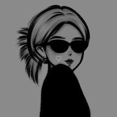 a drawing of a woman wearing sunglasses and a turban with a heart on her forehead