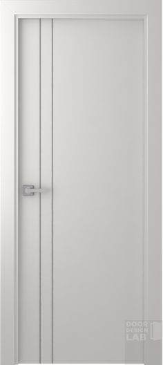 an open white door with a handle on the left and right side, in front of a plain background