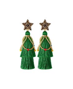 Get 10% off now! Buy uniuqe christmas beads star long tassel earrings at cheap price online. Free stable shipping and pro since 2009. Beaded Christmas Earrings, Tassel Christmas, Bead Star, Winter Frost, Tree Earrings, Christmas Tree Earrings, Long Tassel Earrings, Christmas Bead, Rice Bead