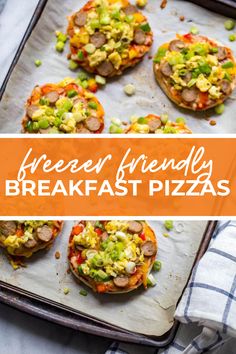 the breakfast pizzas are ready to be eaten