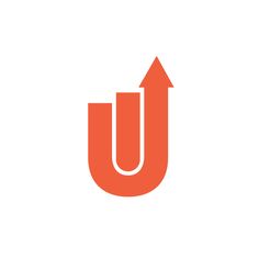 the letter u with an arrow pointing up to it's left side, in orange