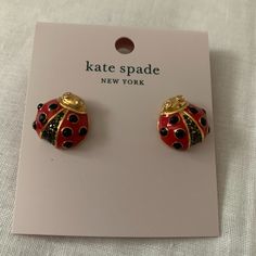 Kate Spade Little Ladybug Stud Earrings *New With Tags *Gold-Tone Stud Earrings *Red Enamel With Black Crystals Encrusted Ladybug Design *Approximate Dimensions: 0.5” Diameter *Original Retail Msrp: $59