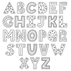 the alphabet is made up of different shapes and sizes, including letters that are black and white