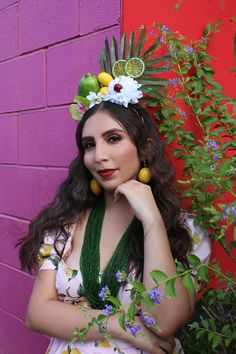 Faux red flowers and fruits that rest on a plastic headband. Headband color may vary! Perfect for adults and children as young as 6 years old. Great addition to any party or as part of your costume! Contact us about bulk orders! Latina Birthday, Watermelon Costume, Mexican Halloween, Pineapple Watermelon, Lemon Flowers, Flower Crown Headband, Carmen Miranda, Everlasting Flowers, Plastic Headband