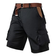 Category:WE-Pants; Season:Summer; Fabric:100% Cotton; Gender:Men's; Style:Designer,Casual; Occasion:Outdoor,Daily; Details:Belt Not Included; Fit Type:Regular Fit; Function:Wearable; Waistline:Mid Waist; Pattern:Plain; Design:Multi Pocket; Pants Type:Hiking Shorts,Cargo Shorts,Shorts; Fly Type:Button,Zipper; Front page:FF; Listing Date:05/03/2023; Production mode:External procurement; Hips:; Length:; Waist:; Fit US Size:null; Fit UK Size:null; Fit EU Size:null; Pants Length:Short Tuxedo Shirt Men, Womens Basic Tops, Black Color Combination, Mens Outdoor Jackets, Black Army, Hiking Shorts, Linen Shirt Men, Cargo Shorts Men, Mens Cargo