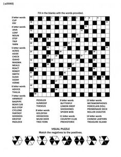 the crossword puzzle is shown in black and white