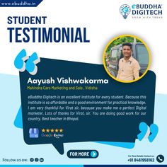 the student testimonal ad for aayush vishwokrarmaa