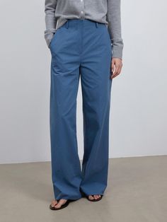 Composition : COTTON 100%Country of Origin : Republic of Korea Tailored Cotton Wide Leg Pants, Tailored Full-length Cotton Wide Leg Pants, Tailored Full Length Cotton Wide Leg Pants, Cotton Wide Leg Bottoms For Business Casual, Blue Cotton Wide-leg Jeans, Classic Denim Blue Wide Leg Pants, Denim Blue Wide Leg Pants With Welt Pockets, Classic Wide Leg Denim Blue Pants, Classic Tailored Blue Wide Leg Pants