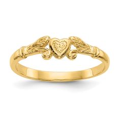 14KT Yellow Gold Heart Baby Ring; Size 1Hearts symbolize love and affection for someone. They are the ideal gift to celebrate friendship devotion and enduring love. The creation of the heart shape to signify love was first reported at the end of the Middle Ages. Baby Ring, Baby Rings, Gold Heart Ring, Yellow Rings, Kids Rings, Rose Jewelry, Gold Baby, Childrens Jewelry, Mini Heart