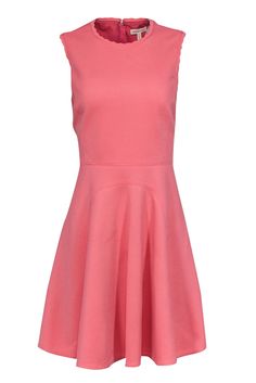 Current Boutique-Rebecca Taylor - Peach Textured Fit & Flare Dress Sz 8 Flirty A-line Mini Dress For Spring, Spring Fit And Flare A-line Mini Dress, Flirty A-line Stretch Dress, Chic Pink Fit And Flare Midi Dress, Pink Fit And Flare Midi Dress For Cocktail, Knee-length Fit And Flare Lined Mini Dress, Lined Fit And Flare Knee-length Mini Dress, Lined Knee-length Fit And Flare Mini Dress, Summer Mini Dress For Work