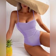 Purple One Piece For The Pool, Fitted Purple One-piece For Summer, Fitted Purple One Piece For Summer, Fitted Purple One-piece Swimwear For Pool, Fitted Purple One-piece Beachwear, Purple Summer Beach Bodysuit, Purple Summer Bodysuit For Vacation, Summer Purple Bodysuit For Vacation, Summer Beach Purple Bodysuit