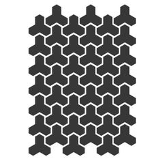 an abstract black and white pattern with hexagonal shapes in the center, on a white background