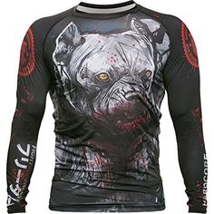 a shirt with an image of a dog on the front and back, all over it