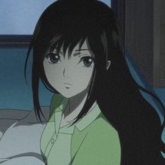 An Anime, Black Hair, Green, Hair, Black