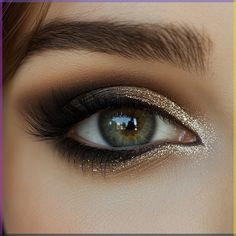 Elevate your classic brown smokey eye with a golden shimmer twist. Perfect for a glamorous yet understated look this holiday season Smokey Gold Eye, Brown Gold Makeup, Smokey Eye Gold, Smokey Eye With Gold, Golden Smokey Eye Makeup, Gold Smokey Eye Makeup, Gold Smoky Eye, Golden Smokey Eye, Party Eye Makeup