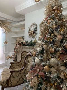 a decorated christmas tree in a living room