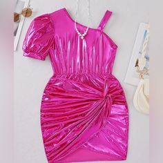 Hot Pink Girls Metallic Foil Dress Get Ready To Rock The Dance Floor In Our Hot Pink Girls Metallic Foil Dress! This Shiny Dress Is Perfect For Concerts And Will Make You Stand Out From The Crowd. So Shine Bright And Dance The Night Away In Style! 100% Polyester Foil Dress, Shiny Dress, Shiny Dresses, Metallic Foil, The Dance, Dance Floor, Shine Bright, Kids' Dresses, Pink Girl