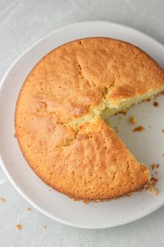 a white plate with a cake on it