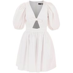 This Mini Dress By Rotate Is Made Of Stretch Organic Cotton Poplin And Features A Flared Silhouette With Voluminous Short Balloon Sleeves And A Full Circle Skirt. The Design Includes A Deep V-Neckline With A Knot At The Center Of The Chest, As Well As Cut-Outs And Ruching At The Waistband. Fully Lined. The Model Is 177 Cm Tall And Wears A Size Eu 36. Size Type: Fr Material: 70%Co-O 28%Pa 2%Ea Sku: 241209dab000024-Brwht Welcome To The Official Luosophy Poshmark Closet! Luosophy Is A Luxury Brand Reselling Company Founded In San Diego, Ca From 2016. All Our Products Are Imported From Italy And Sold In The Usa. We Do Our Best To Provide High Fashion, Luxury Items At Affordable Prices. Luxury Voluminous Flared Mini Skirt, Short Balloon Sleeves, Full Circle Skirt, Mini Robes, Full Circle Skirts, Blazer With Jeans, Full Circle, Circle Skirt, Balloon Sleeves