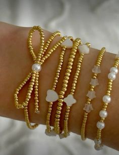 https://evryjewels.com/?ref=qYa8OTWtIURBSK Evry Jewels, Gold Bead Bracelet, Invisible String, Beaded Bow, Long Blazer Jacket, Women's Office, Preppy Jewelry, Wrist Jewelry, Bow Bracelet